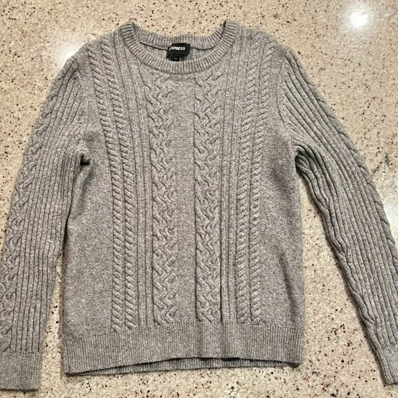 Express – Men’s - Cable Knit - Ribbed Sleeve - Crew Neck – Sweater - Picture 1 of 8